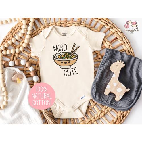 Miso Cute Onesies® Bodysuit, Premium Cotton Baby Shower Gift, Natural Cotton Baby Clothes, Gift for New Mom, Miso Soup Foodie Baby Shirt