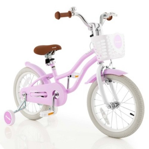 Costway 18'' Kids Bike Toddler Bicycle with Training Wheel Kickstand for 4-8 Years Old Purple/Pink/Turquoise/Blue/Beige/Green, Color: Purple, Size: 16 in