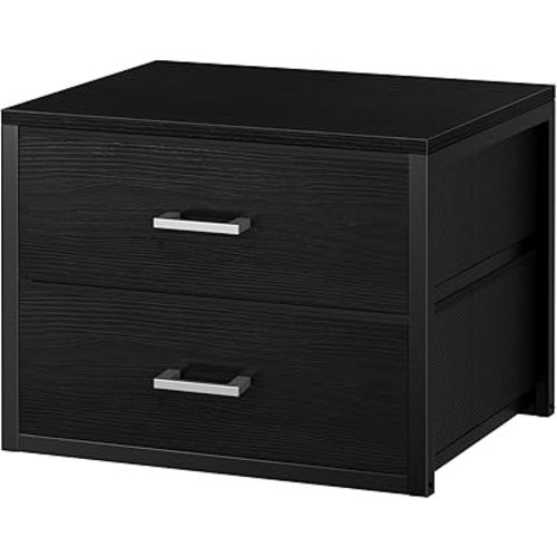BOLUO Stackable Storage Drawers Closet Organizers and Storage Fabric 2 Drawer Dresser for Bedroom Office Black Modern