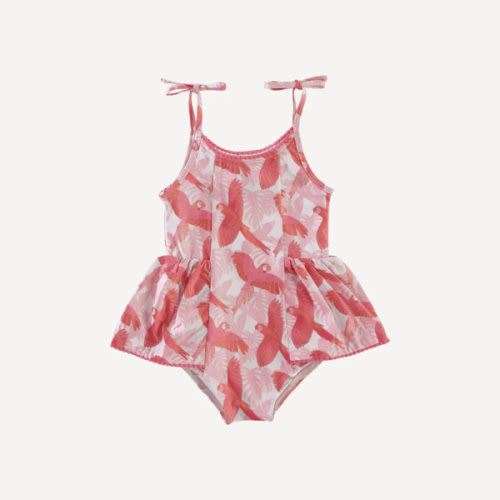 spaghetti tie ballerina swimsuit | tropical parrots | swim