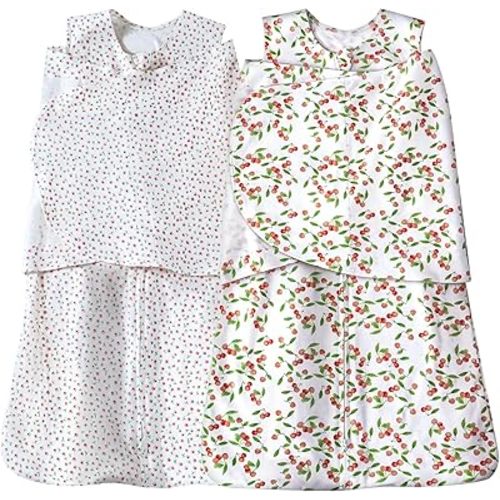 Baby Sleep sack Swaddle,Swaddles 3-6 Months,3-Way Adjustable Wearable Transition Blanket 100% Organic Cotton 2-Piece,12-18 lbs,1.0 TOG(Floret&Cherry)