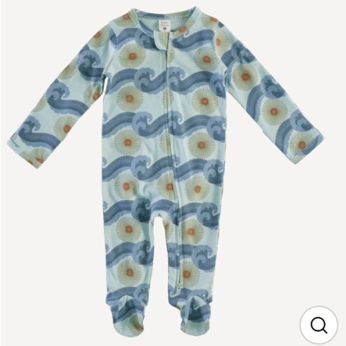 long sleeve zipper footie | ocean spray & sun | organic cotton jersey