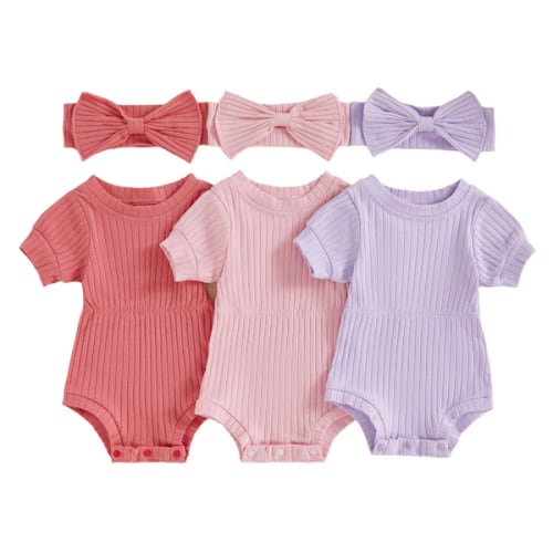 SADIE Ribbed Onesie with Headband - Hazel & Bo