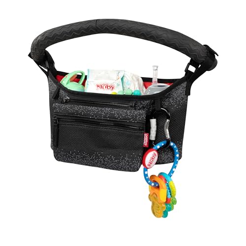 Nuby Eco Baby Stroller Organizer - Includes Carabiner - Stroller Accessories for Babies and Toddlers - Black