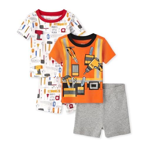 The Children's Place Baby-Boys and Toddler Snug Fit 100% Cotton Short Sleeve Top and Shorts 2-Piece Pajama Set