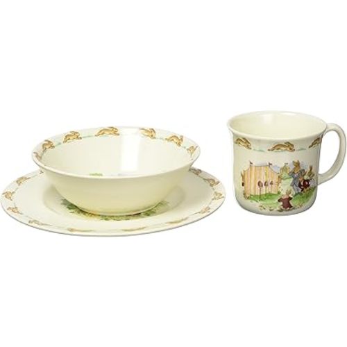 Royal Doulton Bunnykins Childrens Plate, Cereal Bowl and 1 Handled Hug-a-Mug Childresns Dining, 3 piece set, Multicolor