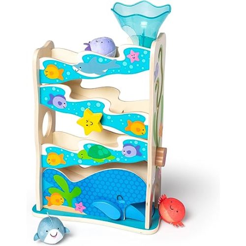 Melissa & Doug Rollables Wooden Ocean Slide Toy (5 Pieces) - Ocean Themed , Early Learning Toys For Infants And Toddlers Ages 1+
