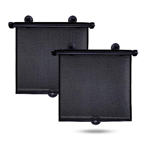 EcoNour Car Side Window Sun Shade (2 Pack) | Retractable Roller Sunshade for Kids | Baby Car Window Shades for UV and Sun Glare Protection | Baby Travel Accessories (15"x17")