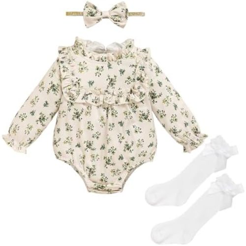 GRNSHTS Newborn Baby Girl Clothes Ruffle Rompers Toddler Fall Outfits for Girls Set Little Girl Fall Winter Clothing