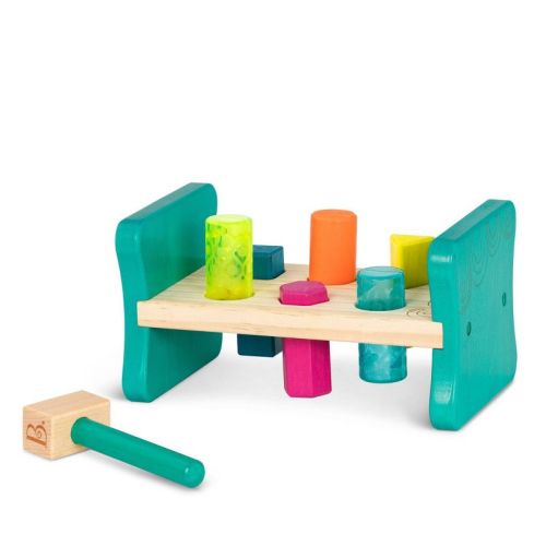 B. Toys Wooden Shape Sorter - Colorful Pound & Play