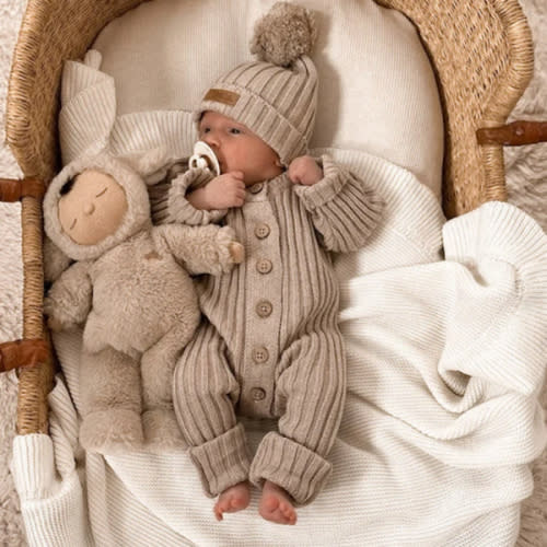 Little B's Ribbed Beanie Hat- Oak