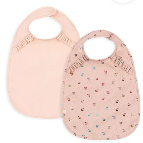 Konges Sløjd - Cherry ruffled bibs - Set of 2 - Pink | Smallable