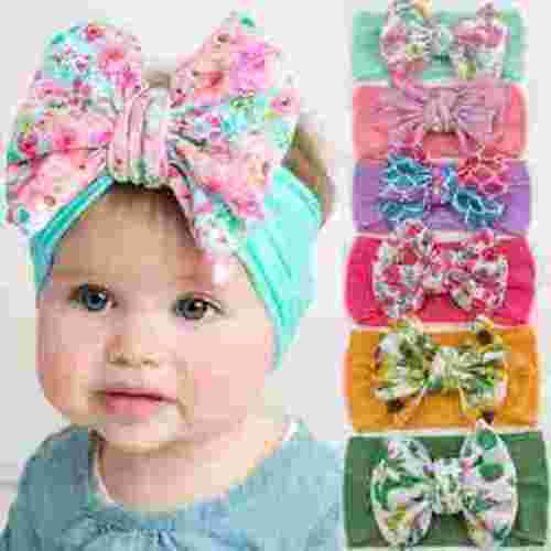 Dalrosia Baby Girls Big Bow Headband, Turban Knotted Hair Bands, Wide Velour Head Wrap for Newborn Infant Toddlers