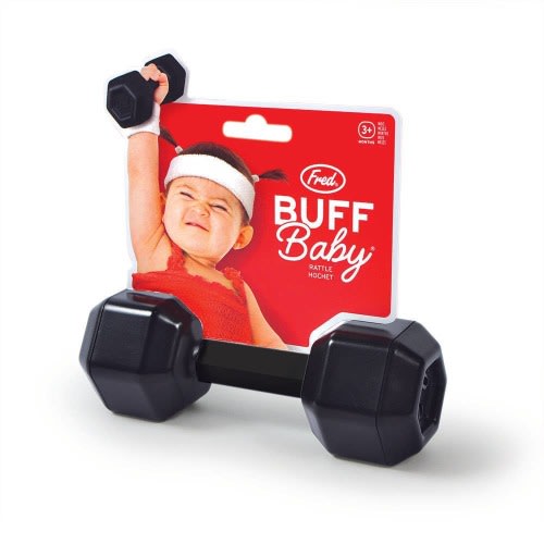 The Baby Gift People Buff Baby - Dumbbell Rattle - Buff Baby - Dumbbell Rattle