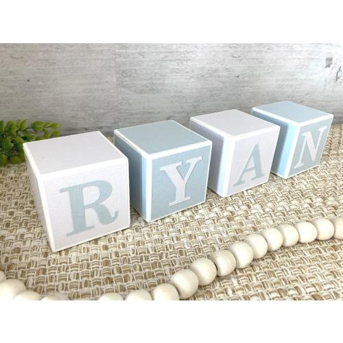 Baby Name Blocks, Wooden Blocks, Nursery Decor Boy, Baby Shower Boy
