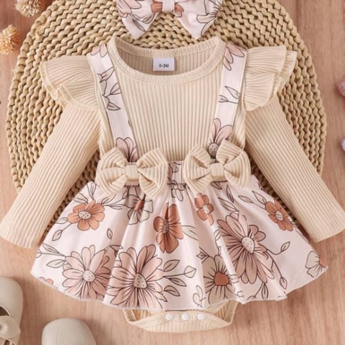 1pc Baby Girl Cute Crew Neck Long Sleeve Bodysuit, Spring/Autumn | SHEIN USA