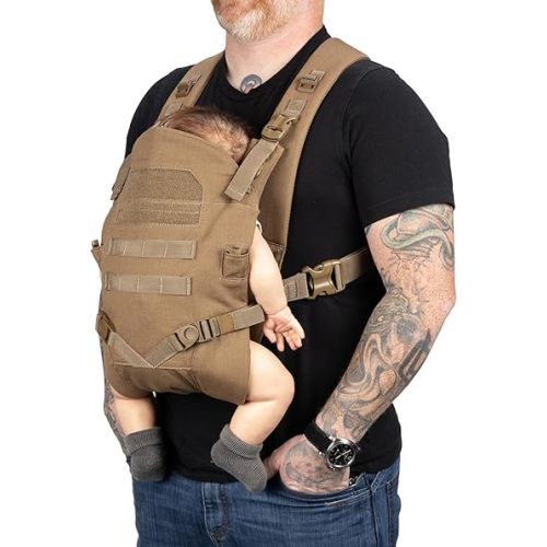 TBG - Mens Tactical Baby Carrier for Infants and Toddlers 8-33 lbs - Compact (Coyote Brown)