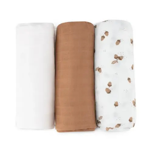 Little Bamboo 3 Pack Wraps Muslin Iced Coffee | Baby Bunting AU