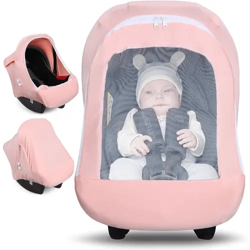 Metplus 2-in-1 Baby Car Seat Cover, Multi Use Cover for Baby Car Seat Canopy with Privacy Sun Shade, Protect Your Baby's Safety Seat with Style, Infant Carrier Covers for Boys & Girls