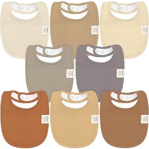 8-Pack Organic Baby Bibs for Boys, Girls - Soft Cotton Drooling and Teething Baby Bibs, Baby Girl Bibs, Baby Boy Bibs, Baby Drool Bibs for Baby Girl, Boy, Newborn Infant Bibs (Terracotta)