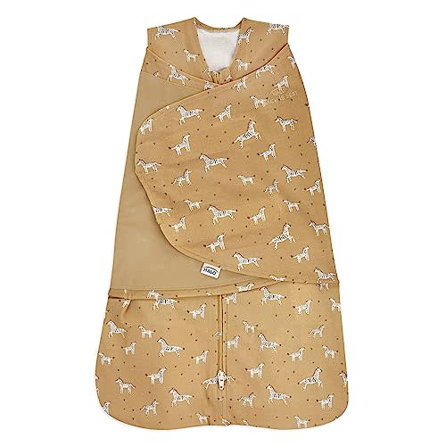HALO 100% Cotton Sleepsack Swaddle, 3-Way Adjustable Wearable Blanket, TOG 1.5, Serengeti Zebra, Newborn, 0-3 Months