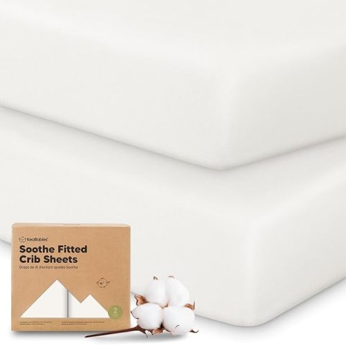 KeaBabies 2-Pack Organic Crib Sheets for Boys, Girls - 52x28 Fitted Crib Mattress Sheet Neutral, Breathable Jersey Cotton Cover for Baby Bed, Toddler Mattress, Soft & Cute Prints (Soft White)