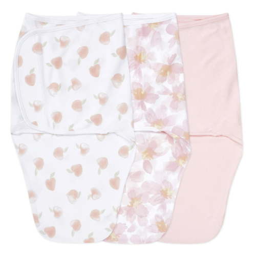 aden + anais™ Essentials No Zip Wrap Swaddles, Garden Floral, Pink, Girls, Newborn, 0-3 Months, 3-Pack