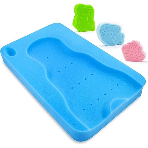 Baby Bath Sponge Soft Infant Bath Mat Newborn Cushion Odor Free (Blue)
