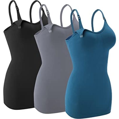 Nursing Tank Tops for Breastfeeding - Pregnancy Must Haves Maternity Camisoles with Built in Bra