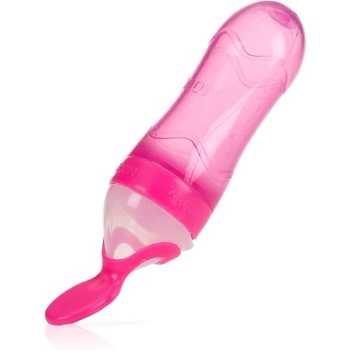 Nuby Garden Fresh Silicone Squeeze Feeder with Spoon and Hygienic Cover - Pink