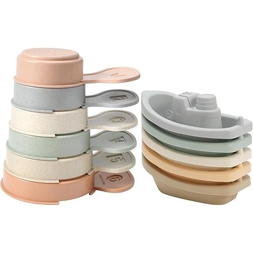 Bath Toys Floating Boats Train with Bathing Spoon,11 Pcs Water Table Toys Mold Free Baby Bath Toys for Toddlers 1-3 Infants 6-12-18 Months,Bathtub Toys Shower Toys for 1 2 3 4 Year Old