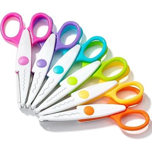 Mr. Pen- Craft Scissors Decorative Edge, 6 Pack, White & Vibrant Color, Craft Scissors, Zig Zag Scissors, Decorative Scissors, Scrapbooking Scissors, Fancy Scissors for Crafting, Pattern Scissors