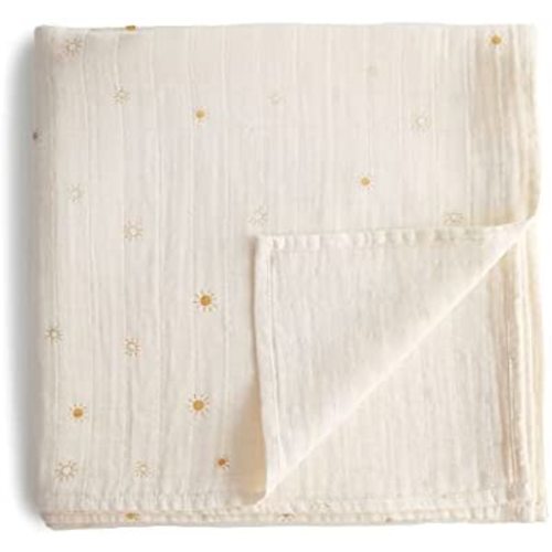 mushie Muslin Baby Swaddle Blanket | 100% Organic Cotton (Sun)