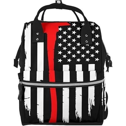 Baby Diaper Backpack,Multi-Function Travel Backpack Nappy Bags,Nursing Bag, Fashion Mummy,Roomy Waterproof For Baby Care(Firefighters Usa Flag)
