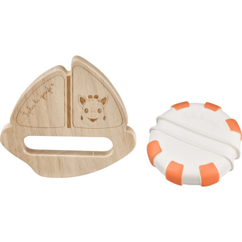 So'Pure Rubberwood Boat, Orange/White - Sophie la Girafe | Maisonette