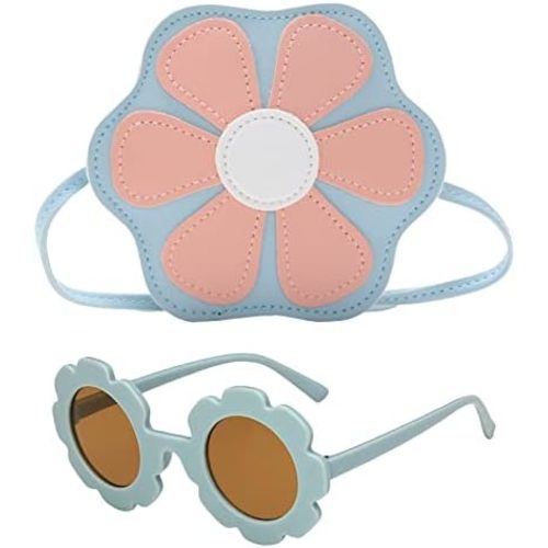 SOTOGO 2 Pieces Little Girls Crossbody Bag Princess Purse Set Toddler Purse Cute Kids Handbag Fashion Sunglass for Girls