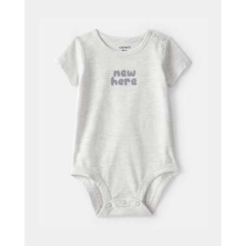 Baby 'New Here' Graphic Bodysuit - Grey | Carter's