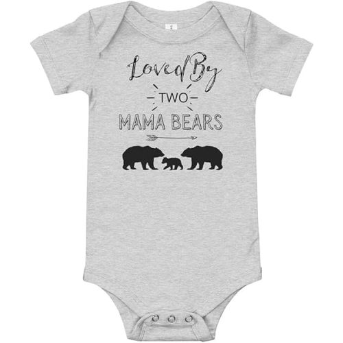 Two Moms Baby Bodysuit Loved by Two Mommies Baby Outfit LGBT Lesbian Moms Baby Clothes Two Mama Bears