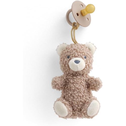 Itzy Ritzy Pacifier & Lovey Set - Natural Rubber Paci with Stuffed Animal Lovey - Detachable Plush Bear Pacifier Holder & Coordinating Natural Rubber Soother, Ideal for Ages 0-6 Months (Bear)
