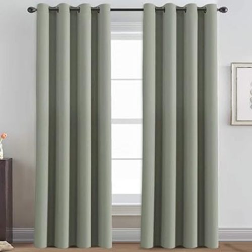 H.VERSAILTEX Window Treatment Curtains/Drapes Blackout for Bedroom Room Darkening Thermal Curtains for Living Room Noise Reducing Sound Proof Solid Grommet Curtain (One Panel, Light Sage, 52"W x 84"L)
