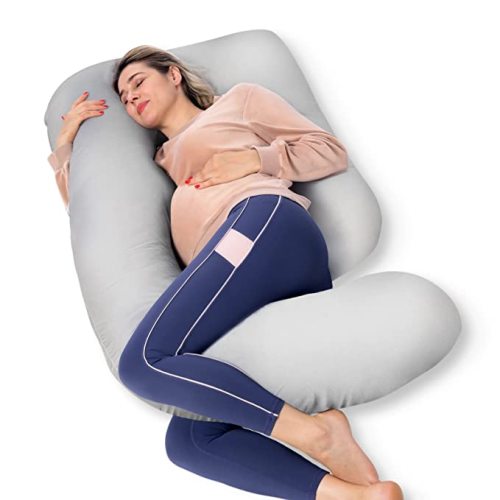 Amazon.com : Momcozy Pregnancy Pillows for Sleeping, U Shaped Full Body Pillow 57 Inch for Pregnant Women with Back, Hip, Leg, Belly Support, Washable Jersey Cotton Cover Included, Grey : Baby
