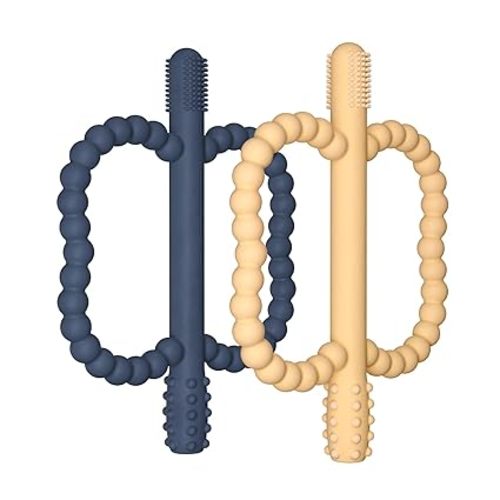 WALULAN 2 Pack Baby Silicone Teething Toys, Teething Sticks for Babies,Silicone teether Tubes for Baby Girl,BPA Free, Soothe Gums for 0-6 3-12 18-36 Months, Newborn Infants Toddler Sensory Chew Toys