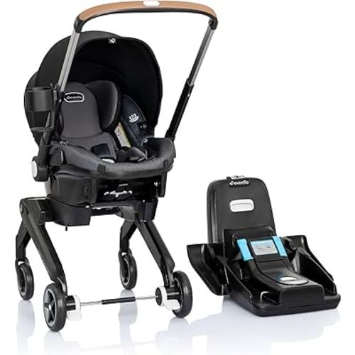 Evenflo Shyft DualRide Infant Car Seat Stroller Combo with Carryall Storage (Boone Gray)