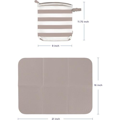 Ubbi On-The-Go Changing Baby Mat with Carrying Bag, Soft and Comfortable Diaper Bag Accessory Must Have for Newborns, Easy to Clean, Portable Changing Pad, Taupe