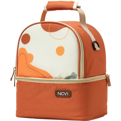 NCVI Breastmilk Cooler Bag Backpack with Ice Pack, Fits 6 Bottles (Orange)