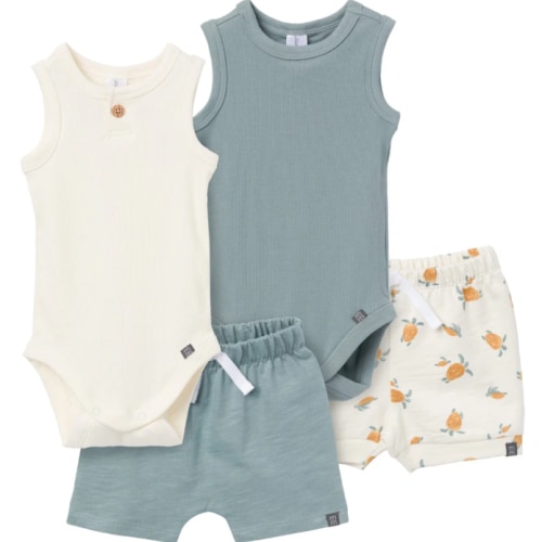 4-Piece Baby Boys Cream & Teal Bodysuits and Shorts Set – Gerber Childrenswear