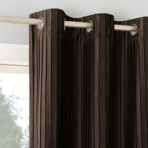 40"x84" Sun Zero Blackout Cascade Pleated Velvet Grommet Curtain Panel Chocolate Brown: Modern Indoor Decor