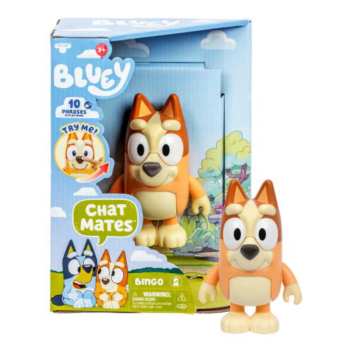 Bluey, Chat Mates Bingo, Press Bingo's Nose and Hear 10 phrases from the Show, Stands 5.5 In Tall, Ages 3+