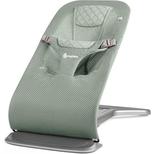 Ergobaby Evolve Transat 3 en 1 en maille, siège transat réglable multi-positions, convient aux nouveau-nés aux tout-petits, maille vert sauge