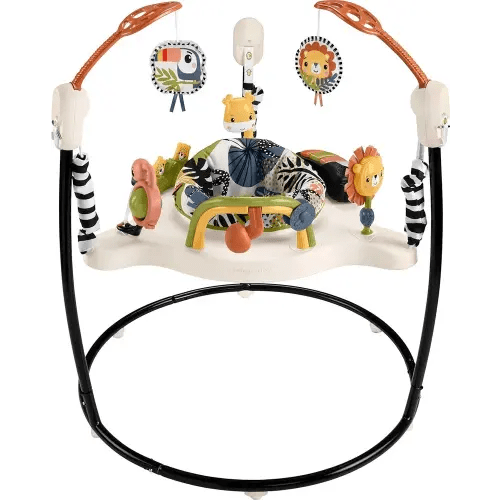 Fisher-Price Baby Bouncer Palm Paradise Jumperoo Activity Center with Music Lights Sounds and Developmental Toys
